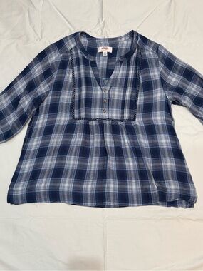 Wrangler Women's Blue 3/4 Sleeve Top Size L 100% viscose